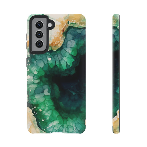 Green Geode in Watercolor - Impact Resistant Phone Case Samsung Galaxy S21 Matte